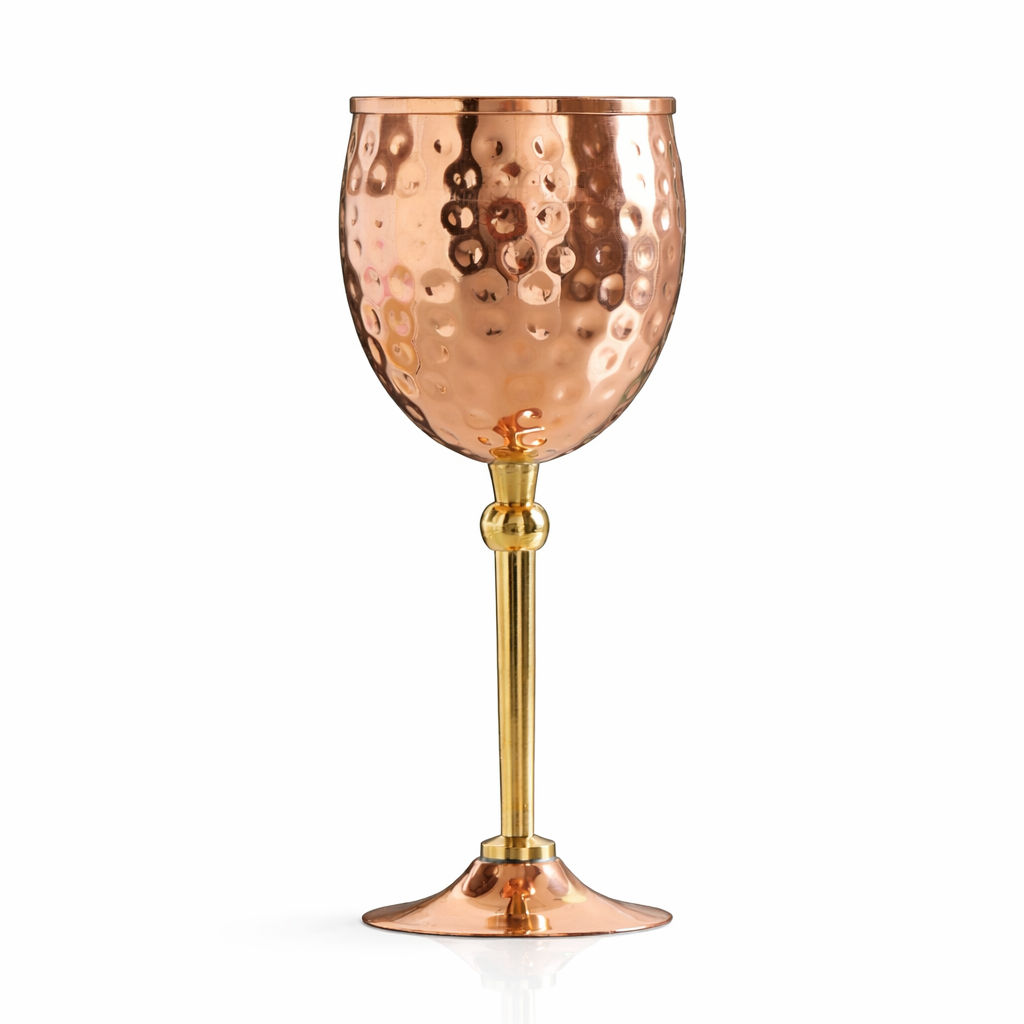 Handcrafted Pure Copper Champagne Glass with Hammered Design